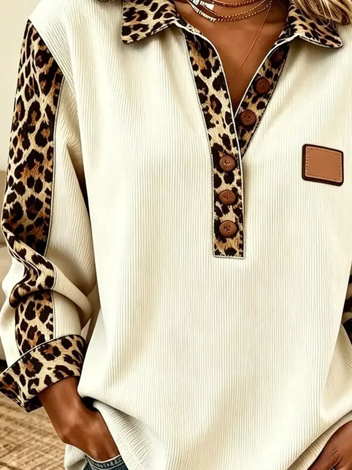 Albertine | Haut Henley Patchwork Léopard