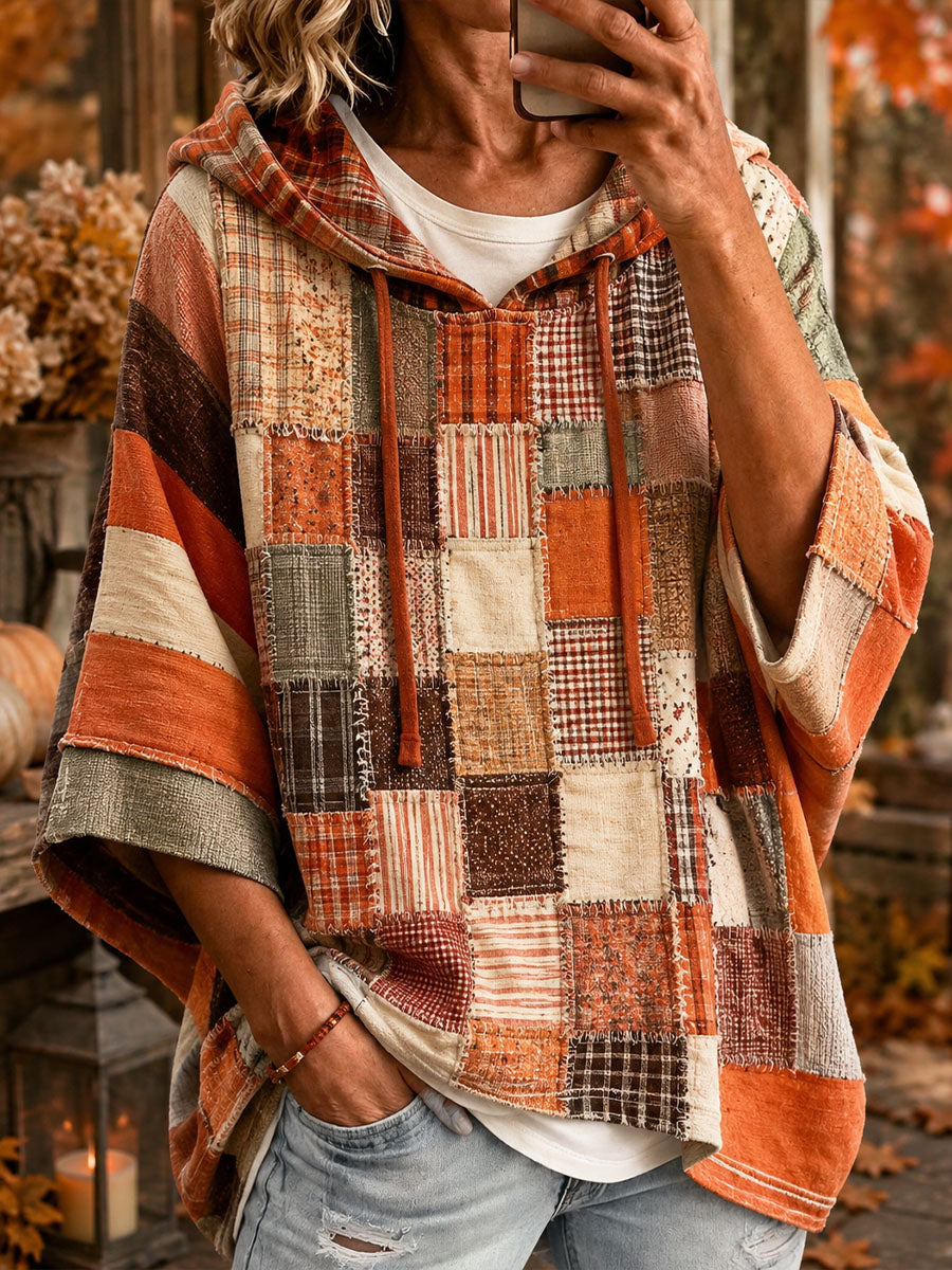 Roxana | Sweat à capuche oversize en patchwork artistique