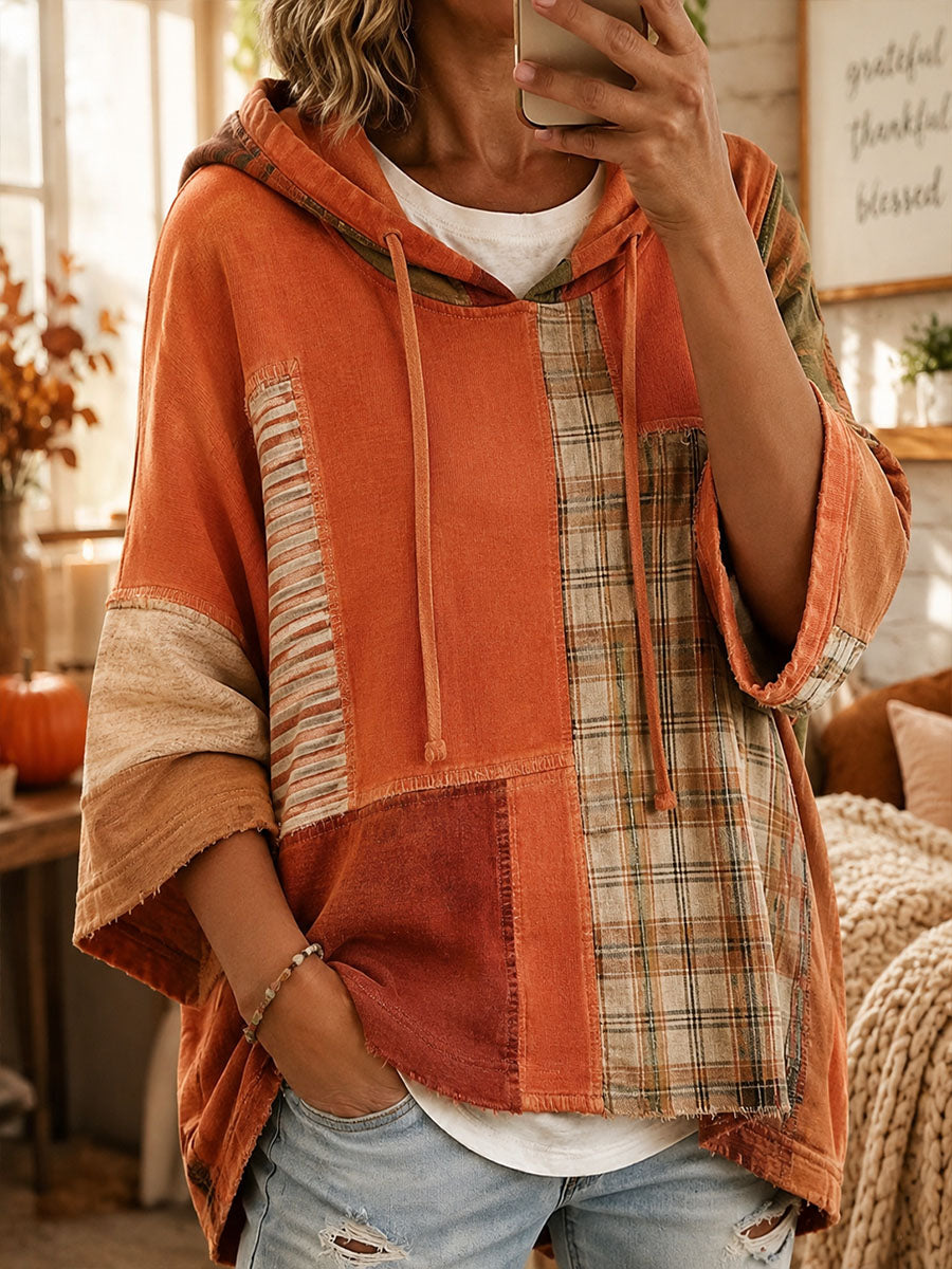 Carmen | Sweat à capuche oversize en patchwork automnal
