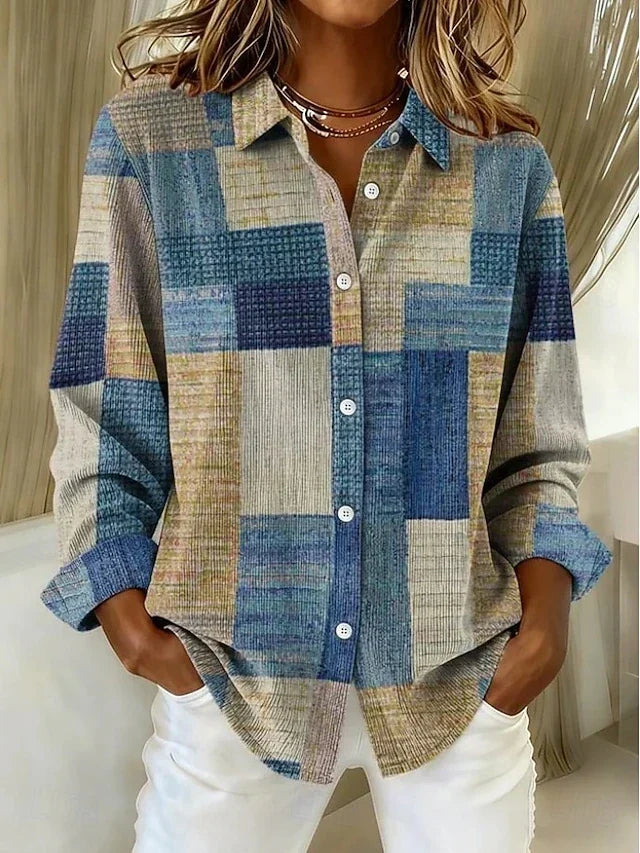 Merritt | Chemisier Boutonné Vintage en Patchwork