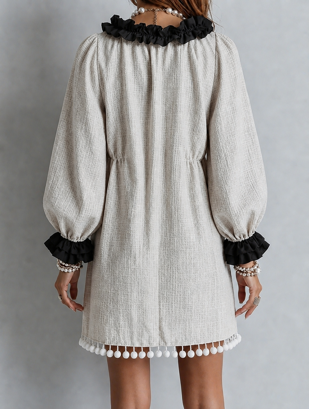 Anneliese | Mini Robe à Manches Bouffantes et Volants