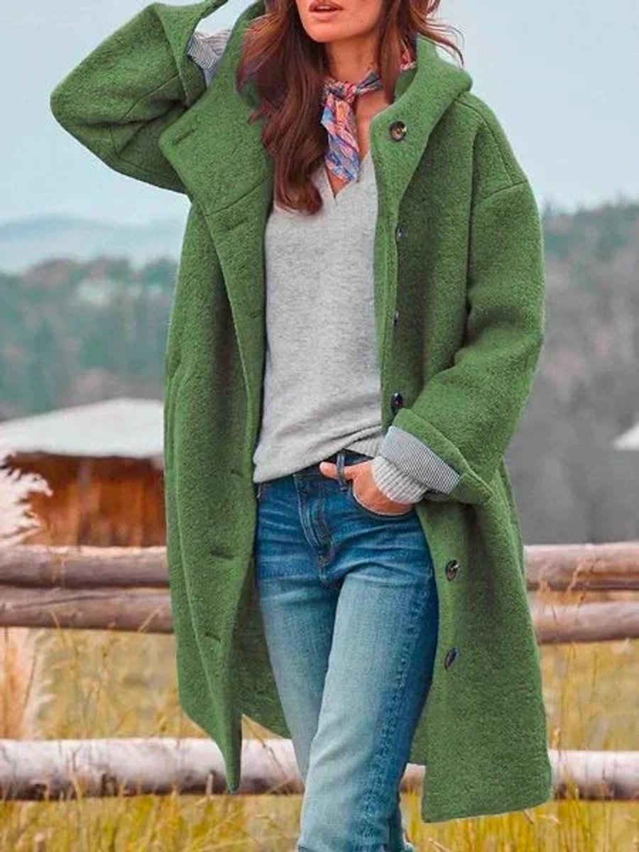 Eleanor | Manteau Long à Capuche Boutonné